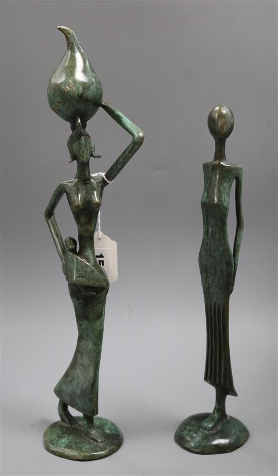 Two bronze Tribal figures tallest 43cm
